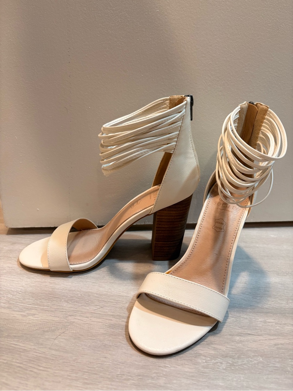 Oasis Cream Multi-Strap Block Heel Sandals